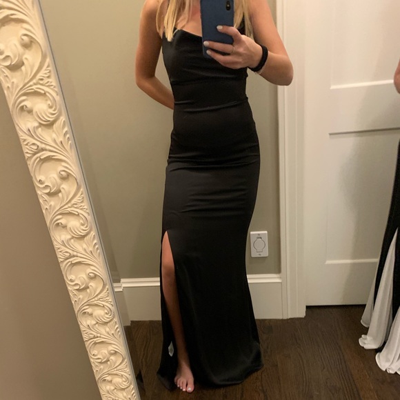 black silk prom dresses